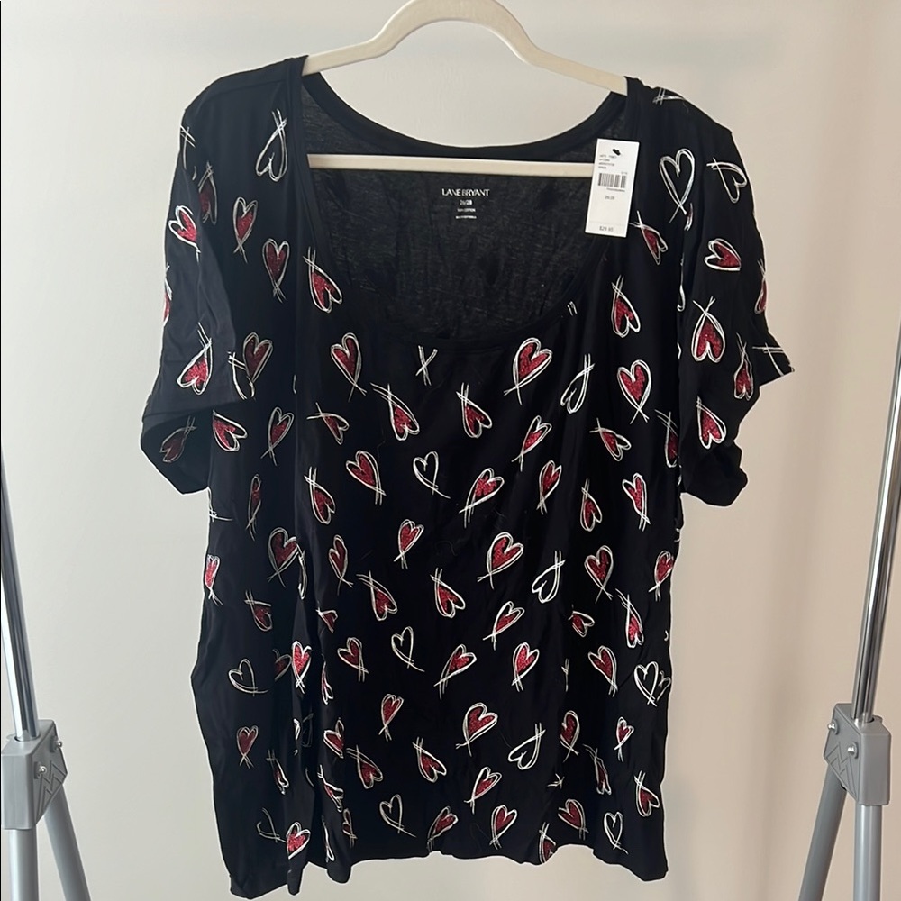 Lane Bryant Black Heart Print Women's Top